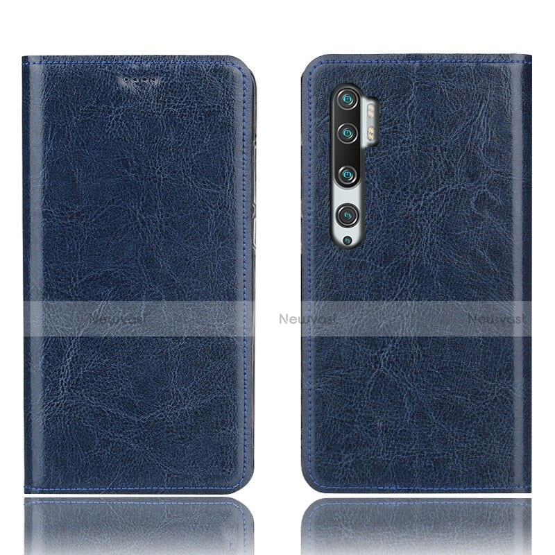 Leather Case Stands Flip Cover T12 Holder for Xiaomi Mi Note 10 Blue