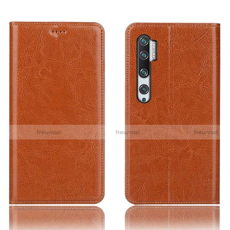 Leather Case Stands Flip Cover T12 Holder for Xiaomi Mi Note 10 Pro Orange