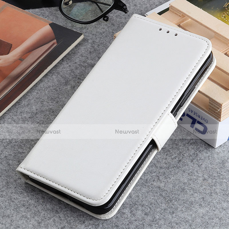 Leather Case Stands Flip Cover T13 Holder for Apple iPhone 15 Pro White