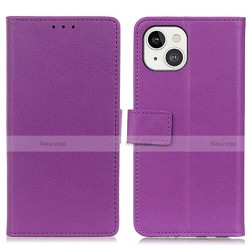 Leather Case Stands Flip Cover T14 Holder for Apple iPhone 13 Mini Purple