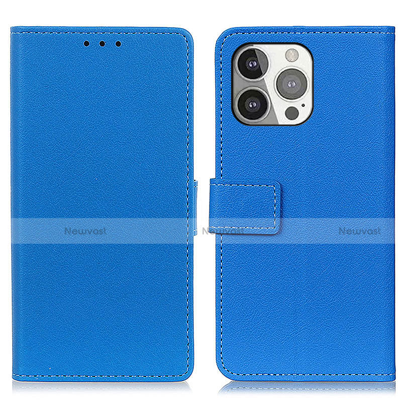 Leather Case Stands Flip Cover T14 Holder for Apple iPhone 13 Pro Max Blue