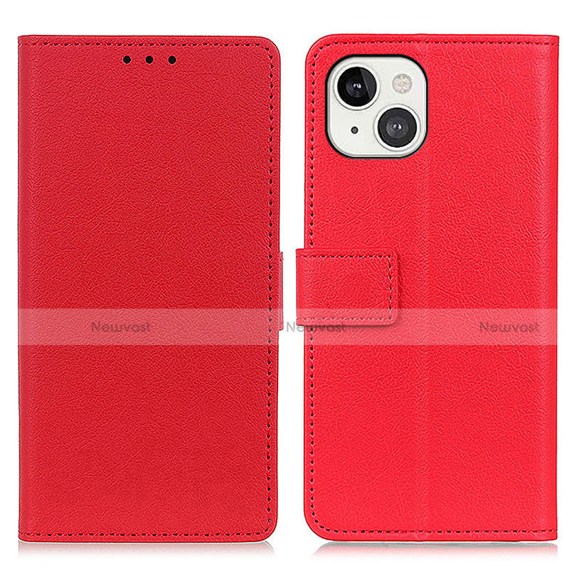 Leather Case Stands Flip Cover T14 Holder for Apple iPhone 13 Red