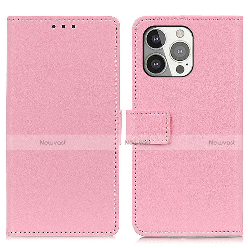 Leather Case Stands Flip Cover T14 Holder for Apple iPhone 14 Pro Max Pink