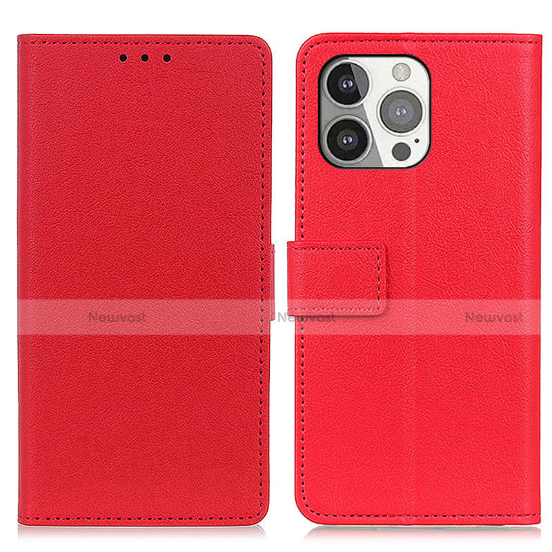 Leather Case Stands Flip Cover T14 Holder for Apple iPhone 14 Pro Max Red