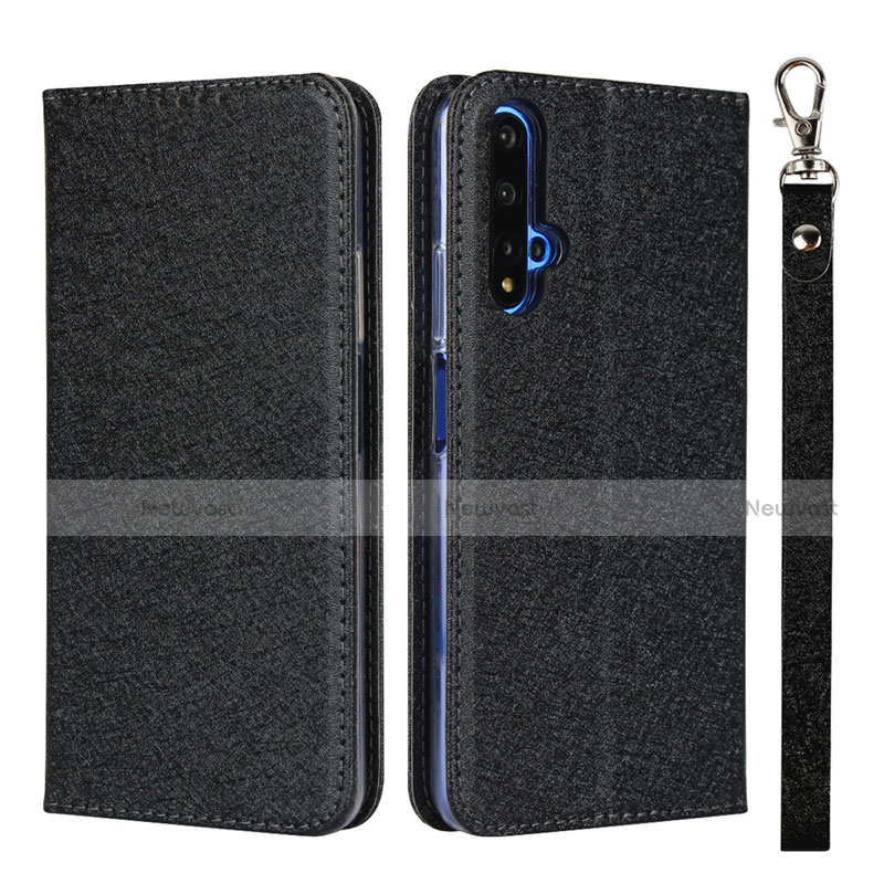 Leather Case Stands Flip Cover T14 Holder for Huawei Honor 20 Black