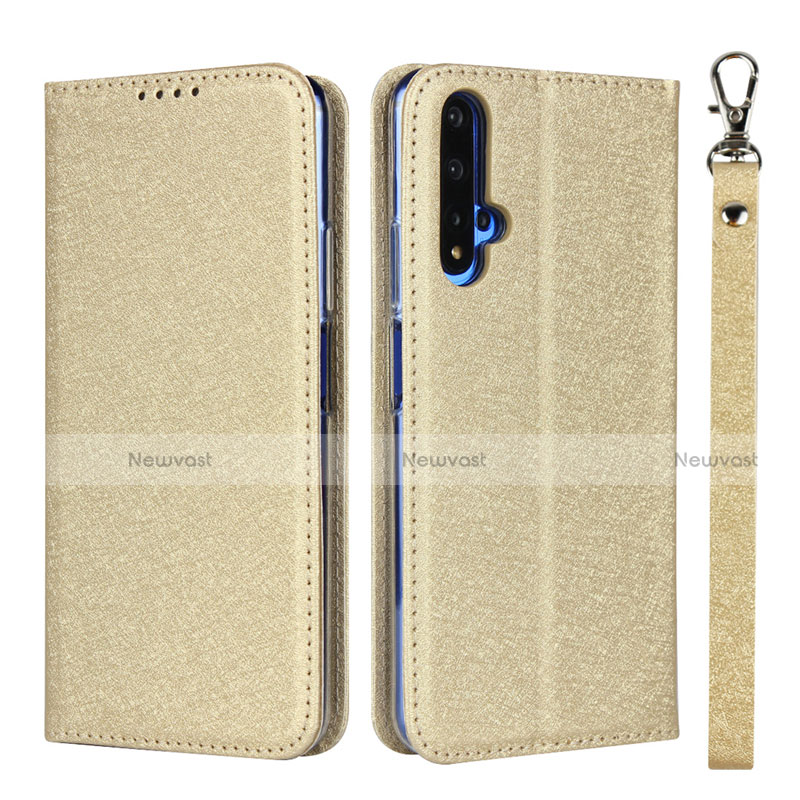 Leather Case Stands Flip Cover T14 Holder for Huawei Honor 20 Gold