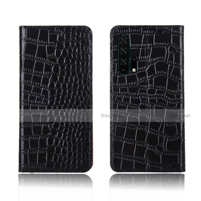 Leather Case Stands Flip Cover T14 Holder for Huawei Honor 20 Pro Black