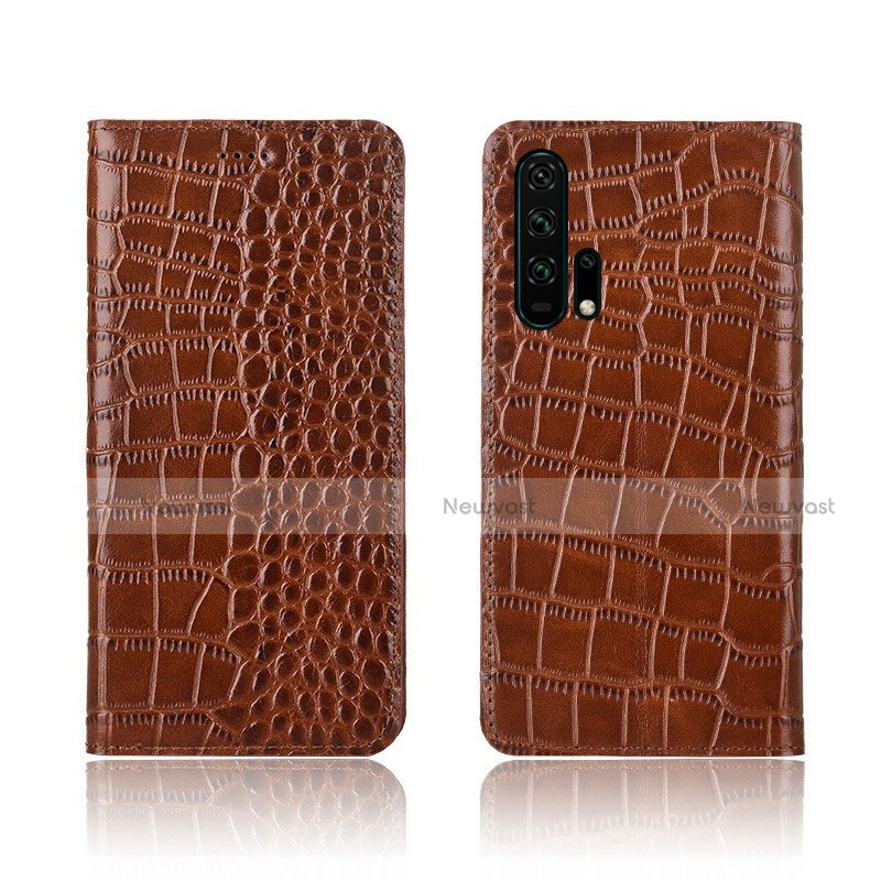 Leather Case Stands Flip Cover T14 Holder for Huawei Honor 20 Pro Orange