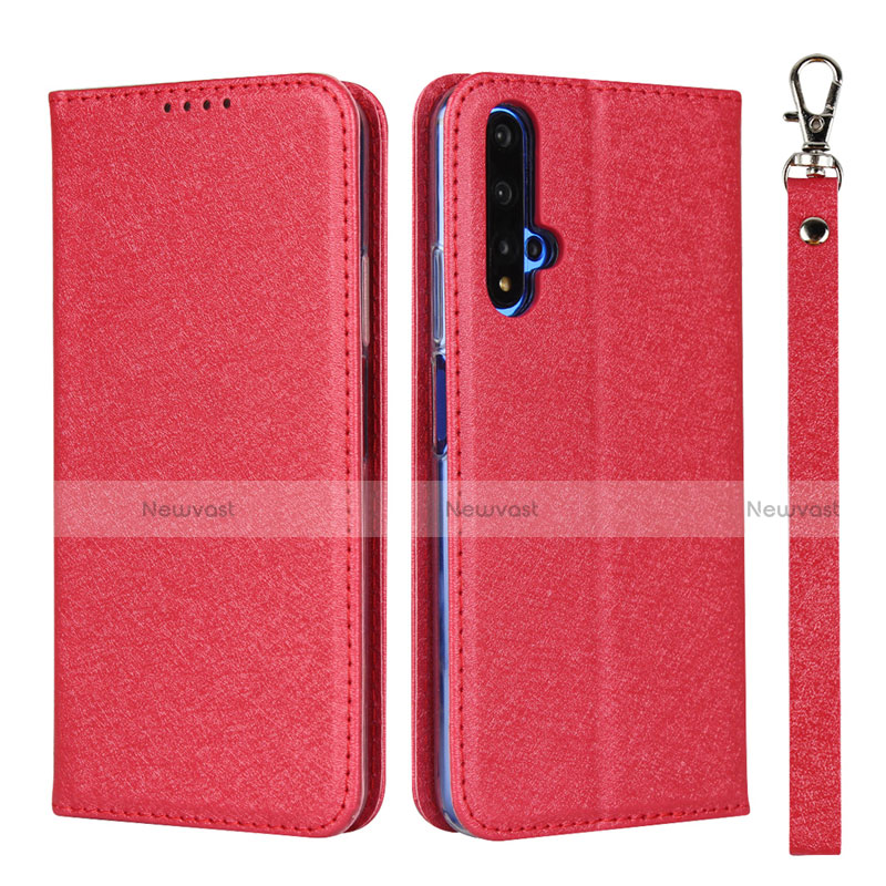 Leather Case Stands Flip Cover T14 Holder for Huawei Honor 20S Red