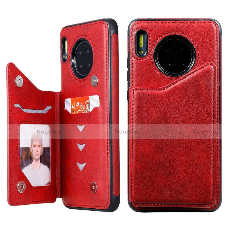 Leather Case Stands Flip Cover T14 Holder for Huawei Mate 30 Red