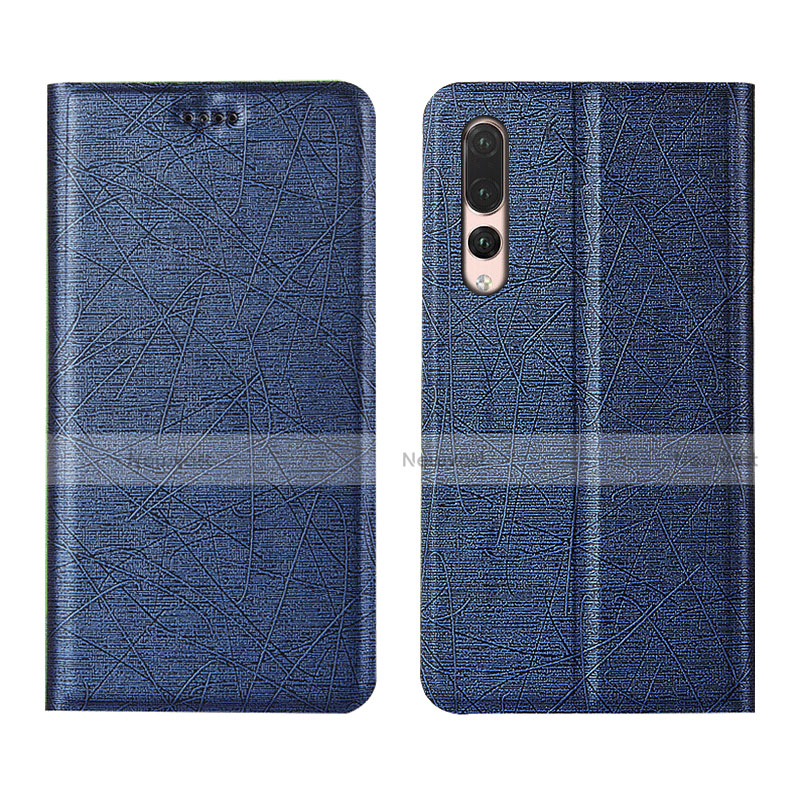 Leather Case Stands Flip Cover T14 Holder for Huawei P20 Pro Blue