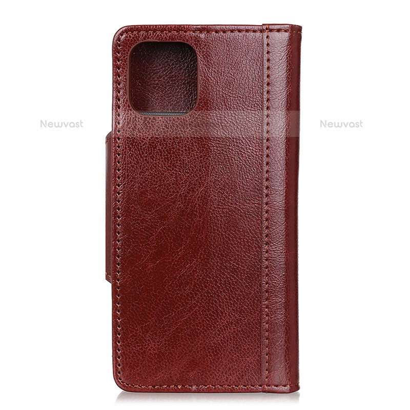 Leather Case Stands Flip Cover T14 Holder for Xiaomi Mi 11 Lite 4G Brown