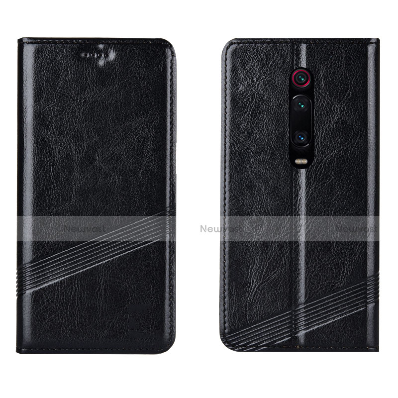 Leather Case Stands Flip Cover T14 Holder for Xiaomi Mi 9T Black