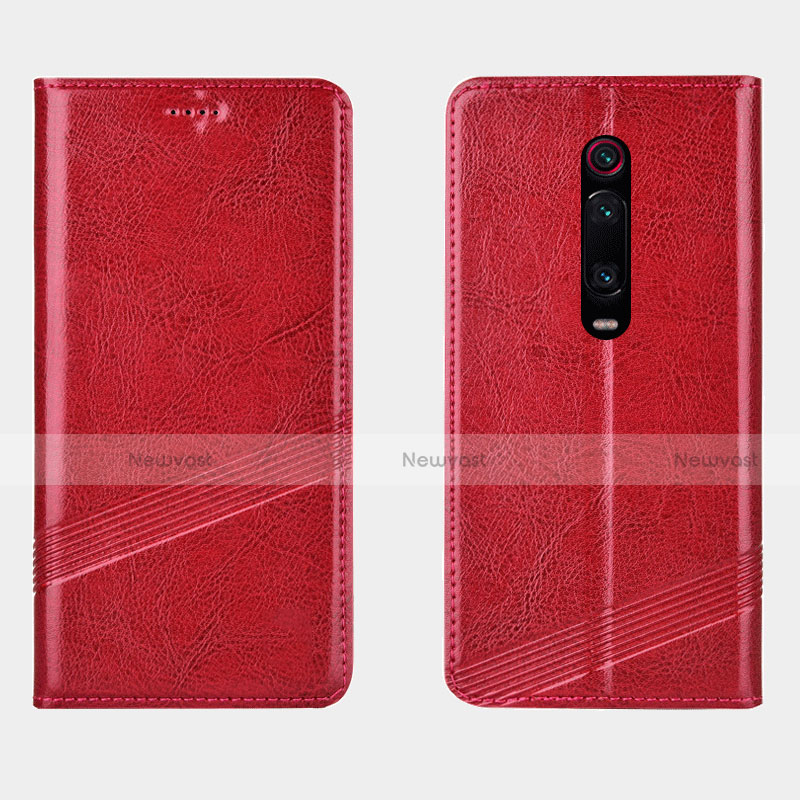 Leather Case Stands Flip Cover T14 Holder for Xiaomi Mi 9T Pro Red