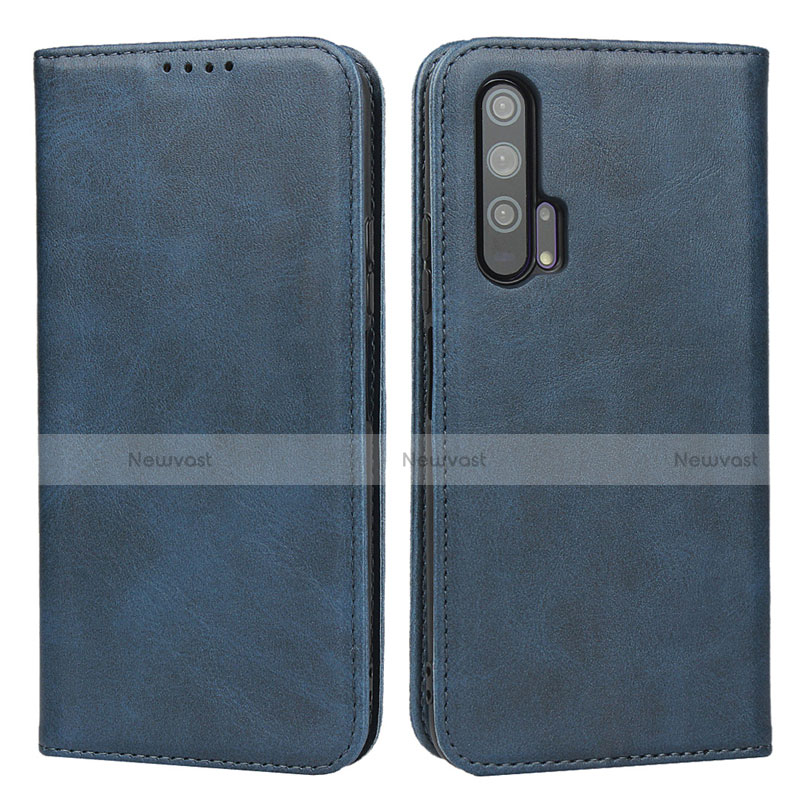 Leather Case Stands Flip Cover T15 Holder for Huawei Honor 20 Pro Blue