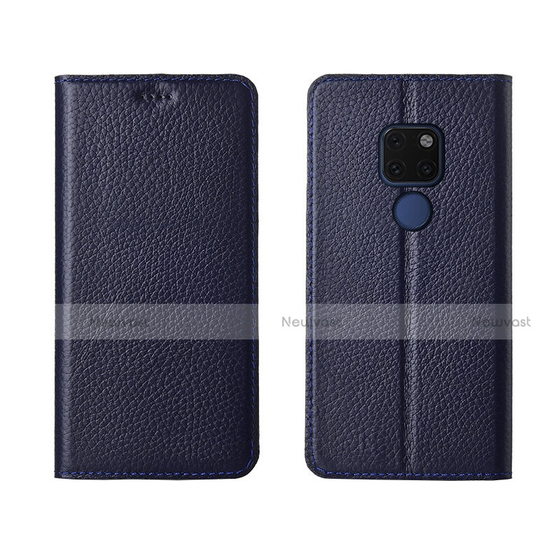 Leather Case Stands Flip Cover T15 Holder for Huawei Mate 20 Blue