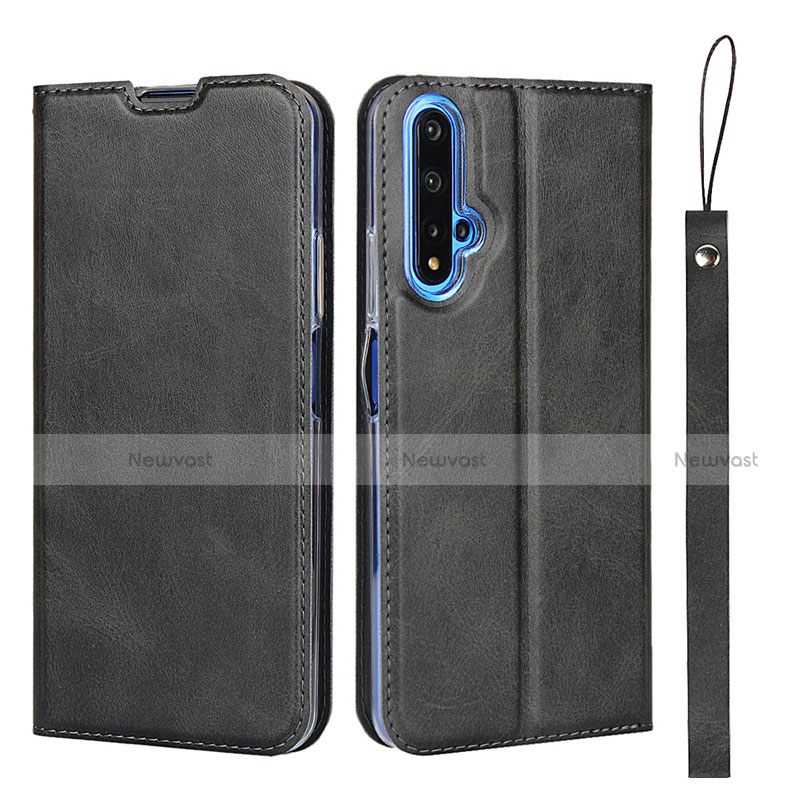 Leather Case Stands Flip Cover T15 Holder for Huawei Nova 5T Black