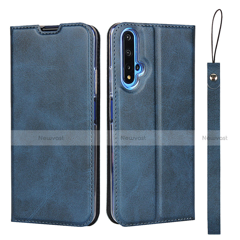 Leather Case Stands Flip Cover T15 Holder for Huawei Nova 5T Blue