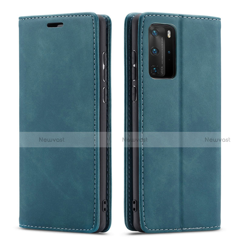 Leather Case Stands Flip Cover T15 Holder for Huawei P40 Pro Green