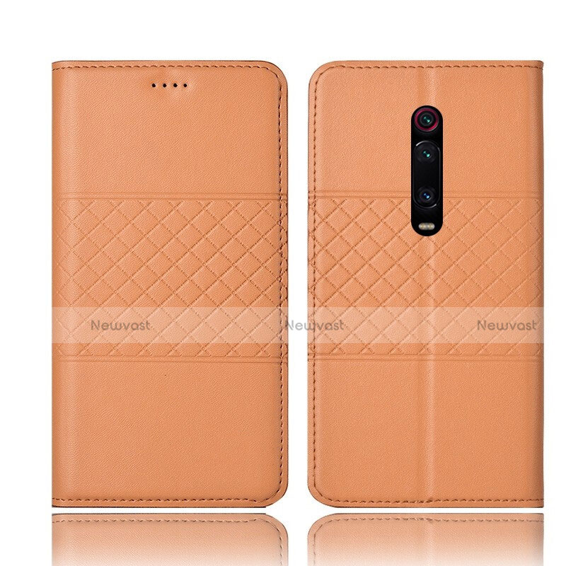 Leather Case Stands Flip Cover T15 Holder for Xiaomi Mi 9T Orange