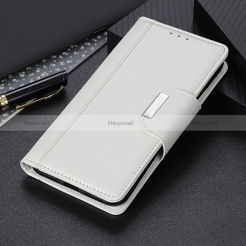 Leather Case Stands Flip Cover T16 Holder for Apple iPhone 15 White