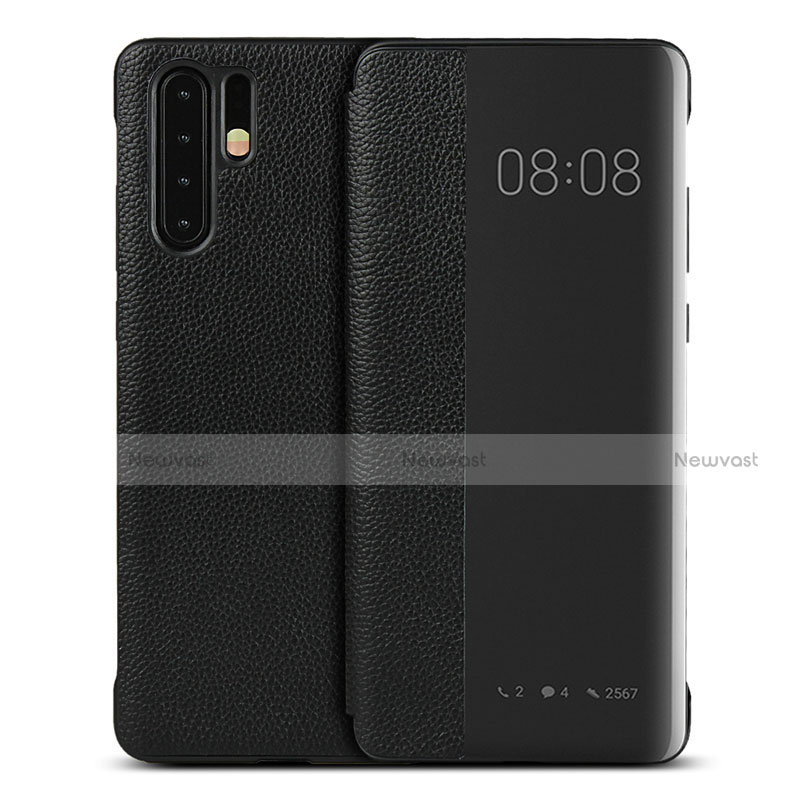 Leather Case Stands Flip Cover T16 Holder for Huawei P30 Pro Black