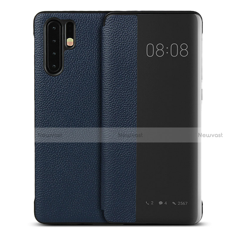 Leather Case Stands Flip Cover T16 Holder for Huawei P30 Pro Blue