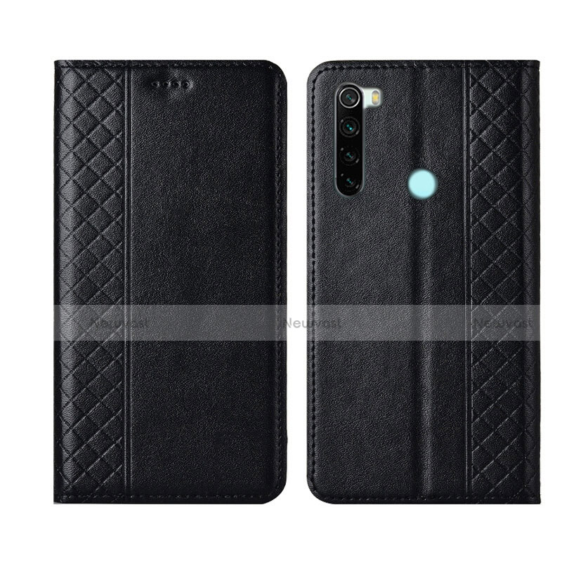 Leather Case Stands Flip Cover T16 Holder for Xiaomi Redmi Note 8 (2021) Black