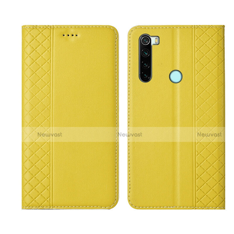 Leather Case Stands Flip Cover T16 Holder for Xiaomi Redmi Note 8 (2021) Yellow