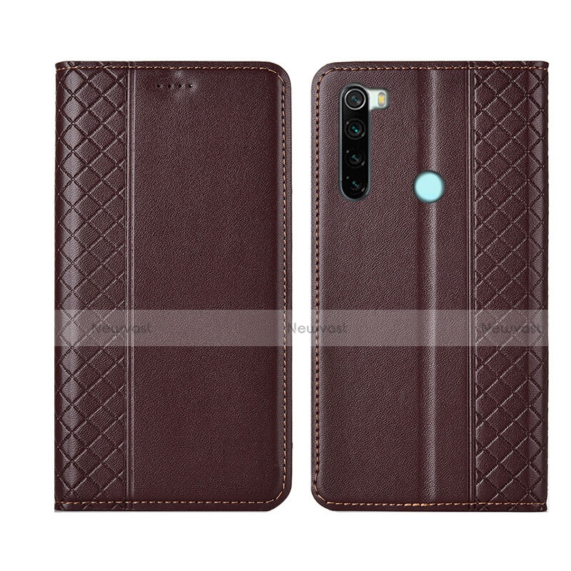 Leather Case Stands Flip Cover T16 Holder for Xiaomi Redmi Note 8T Brown