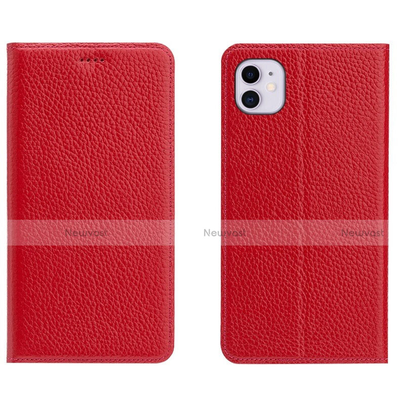 Leather Case Stands Flip Cover T17 Holder for Apple iPhone 11 Red