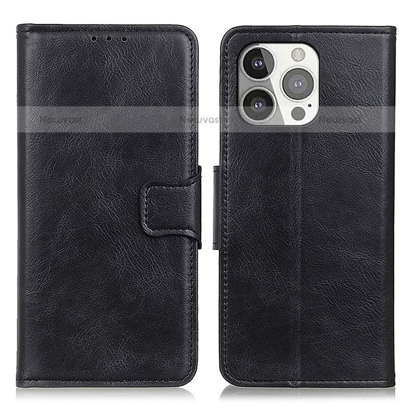 Leather Case Stands Flip Cover T17 Holder for Apple iPhone 15 Pro Black