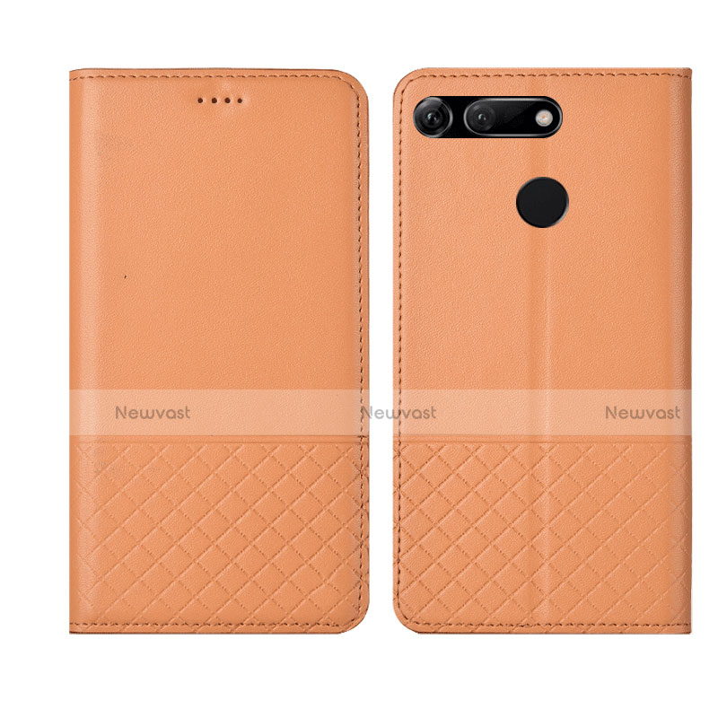 Leather Case Stands Flip Cover T17 Holder for Huawei Honor View 20 Orange