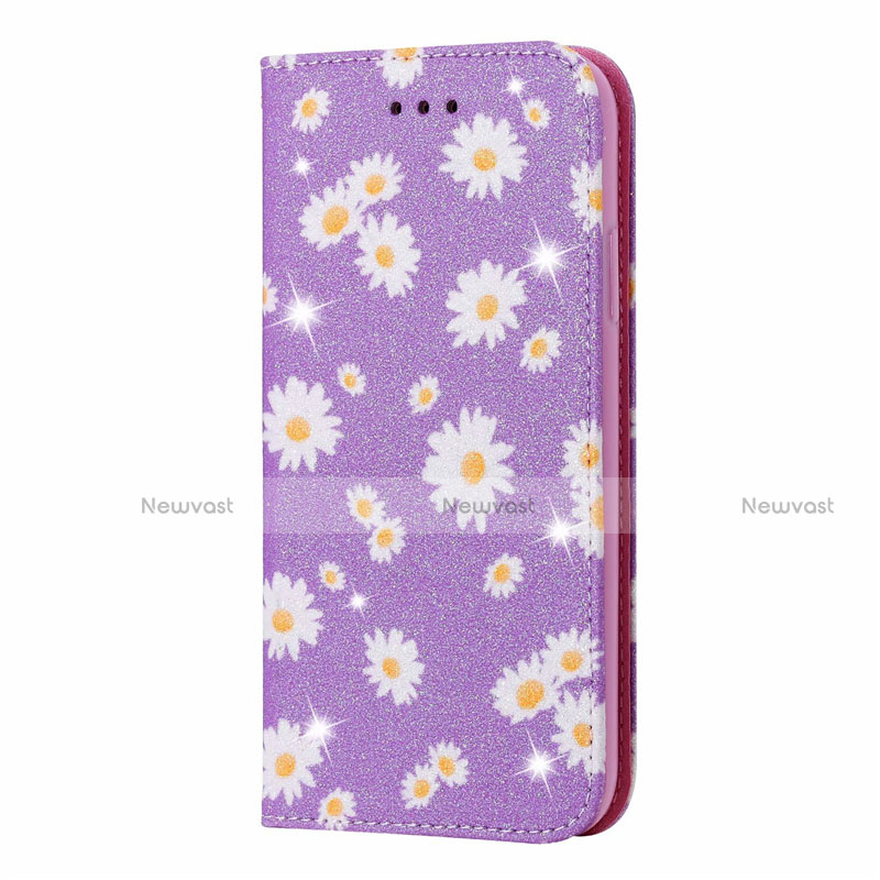 Leather Case Stands Flip Cover T17 Holder for Huawei P Smart (2020) Clove Purple