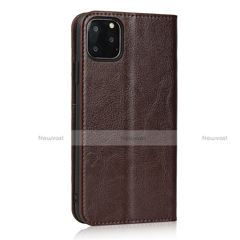 Leather Case Stands Flip Cover T18 Holder for Apple iPhone 11 Pro Max Brown