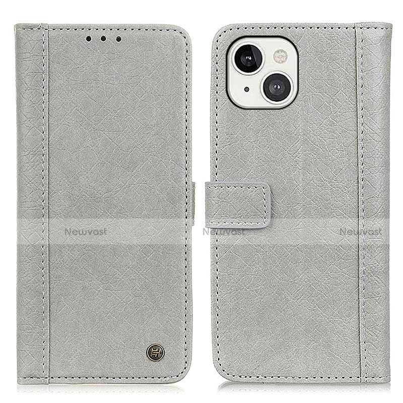 Leather Case Stands Flip Cover T18 Holder for Apple iPhone 13 Gray