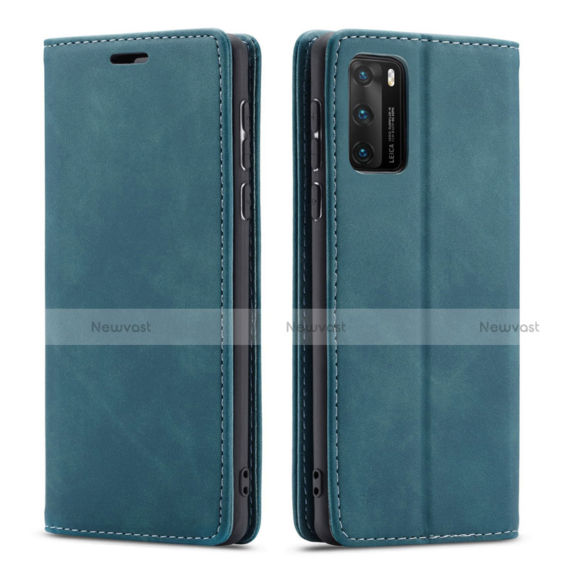 Leather Case Stands Flip Cover T18 Holder for Huawei P40 Green