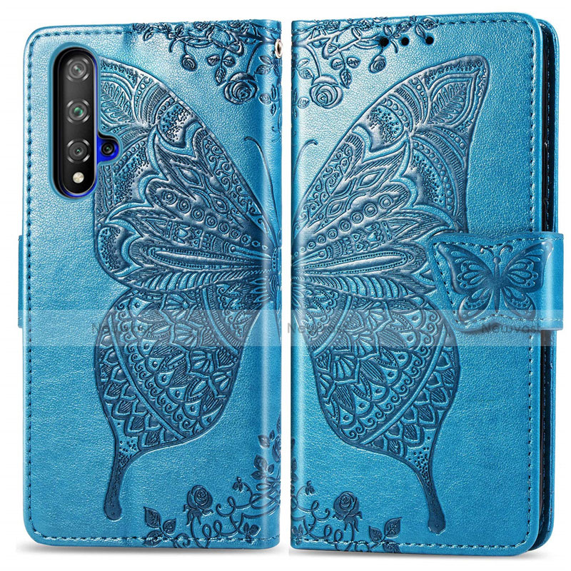 Leather Case Stands Flip Cover T19 Holder for Huawei Honor 20S Blue