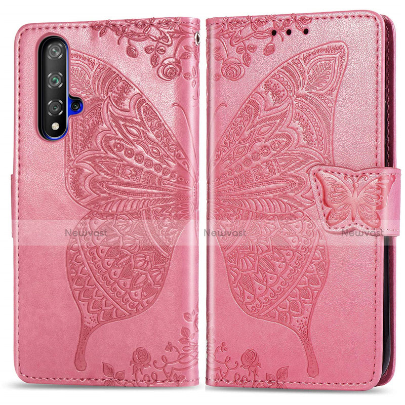 Leather Case Stands Flip Cover T19 Holder for Huawei Honor 20S Pink