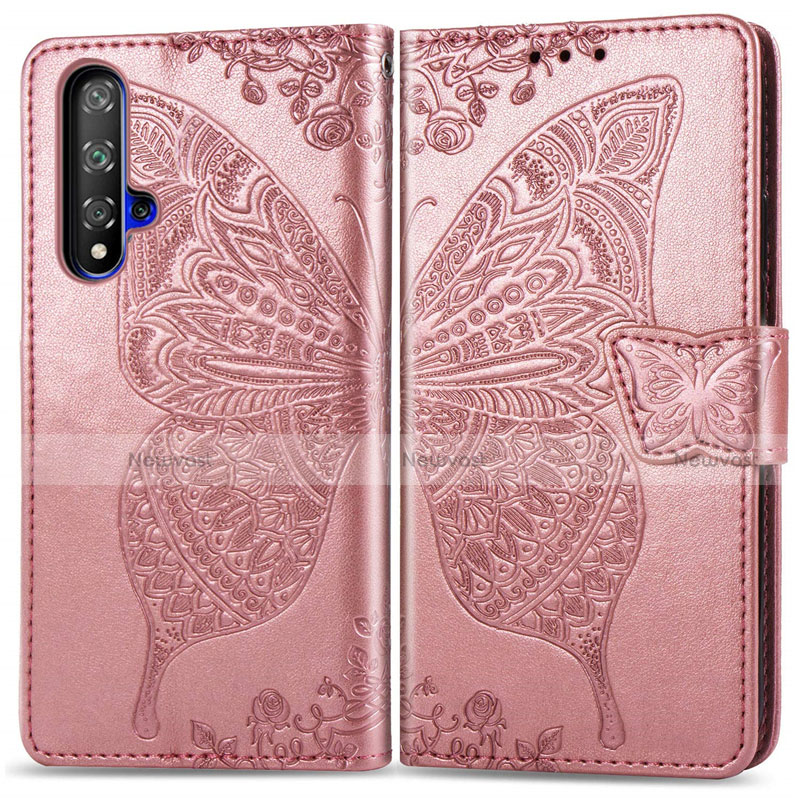 Leather Case Stands Flip Cover T19 Holder for Huawei Honor 20S Rose Gold