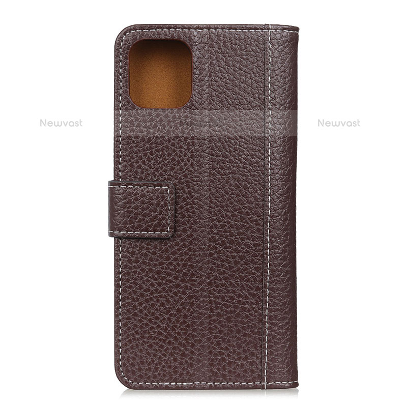 Leather Case Stands Flip Cover T19 Holder for Xiaomi Mi 11 Lite 4G Brown