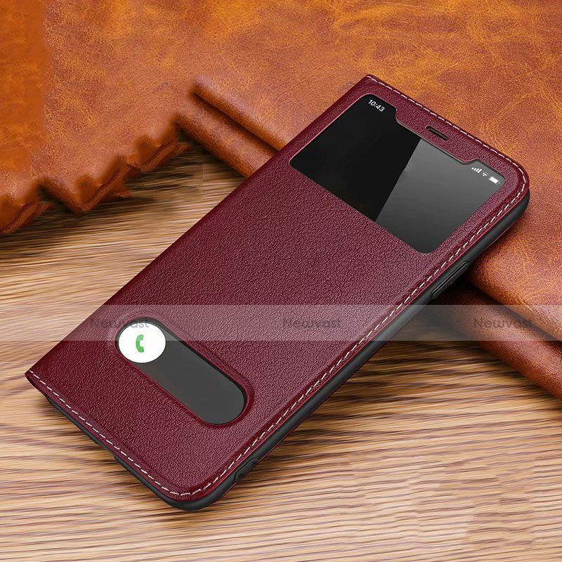 Leather Case Stands Flip Cover T20 Holder for Apple iPhone 11 Pro Red Wine