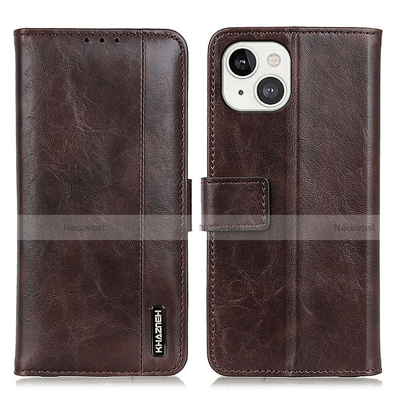 Leather Case Stands Flip Cover T20 Holder for Apple iPhone 13 Brown