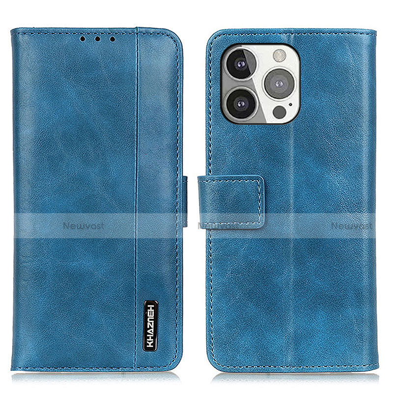 Leather Case Stands Flip Cover T20 Holder for Apple iPhone 13 Pro Blue