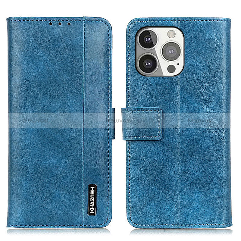 Leather Case Stands Flip Cover T20 Holder for Apple iPhone 14 Pro Blue