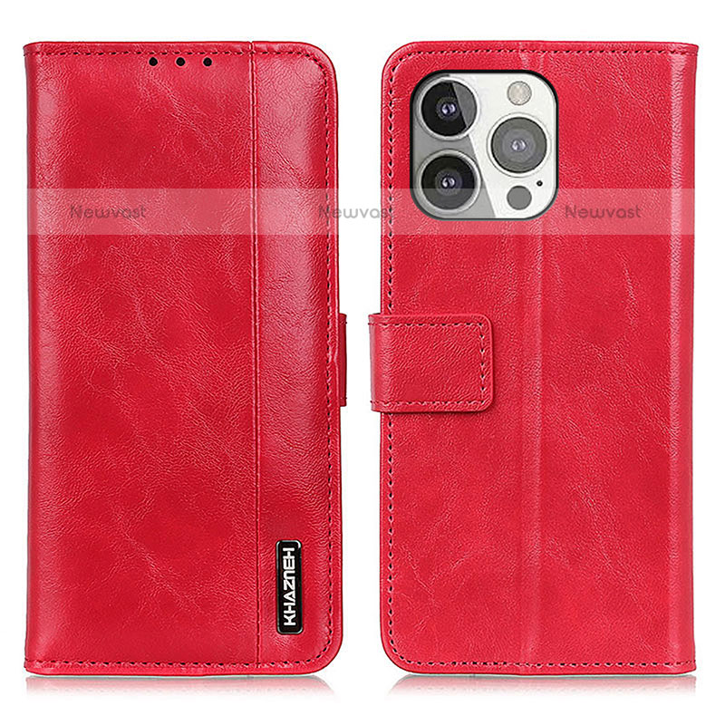 Leather Case Stands Flip Cover T20 Holder for Apple iPhone 15 Pro Max Red