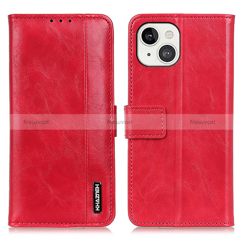 Leather Case Stands Flip Cover T20 Holder for Apple iPhone 15 Red