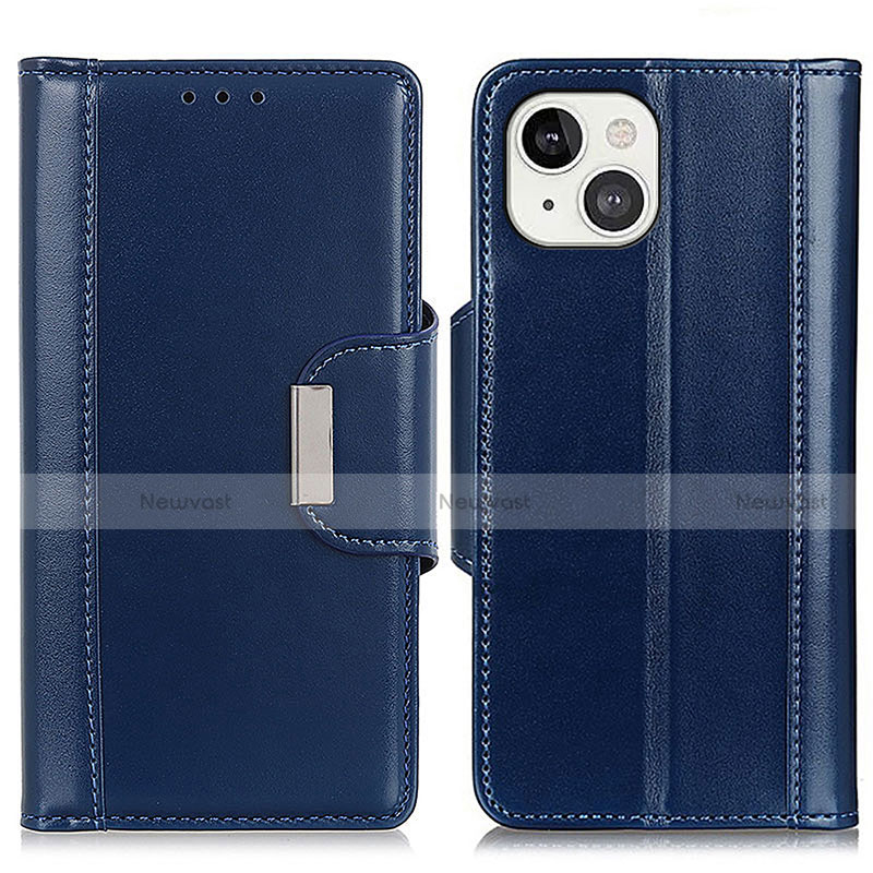 Leather Case Stands Flip Cover T22 Holder for Apple iPhone 13 Blue