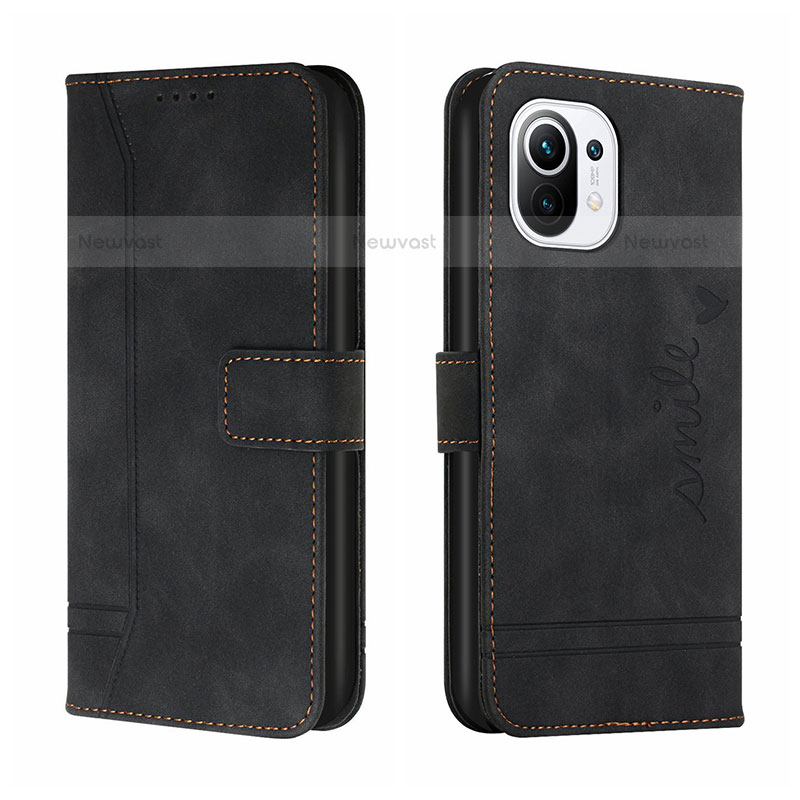 Leather Case Stands Flip Cover T22 Holder for Xiaomi Mi 11 Lite 4G Black