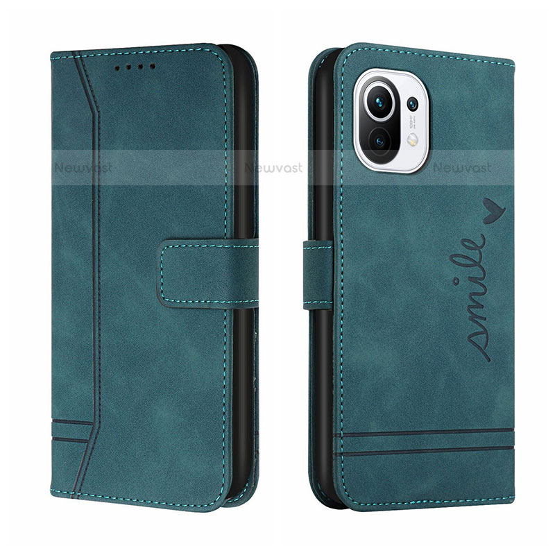 Leather Case Stands Flip Cover T22 Holder for Xiaomi Mi 11 Lite 4G Green